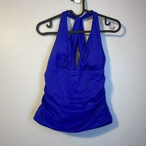 Venus Blue Cross Back Ruched Side Tankini Top Bathing Suit size 10